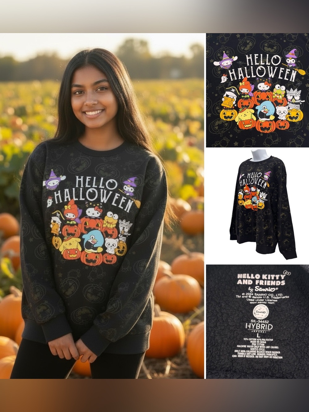 Sanrio Hello KItty "Hello Halloween" Sweatshirt Sz.L